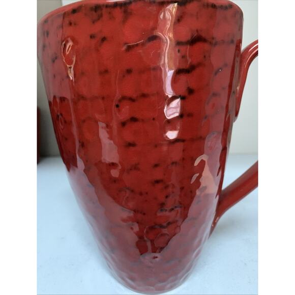 Noemi Ceramiche Pitcher Red Black Umbria Italy Rare Hand Crafted - Picture 2 of 6